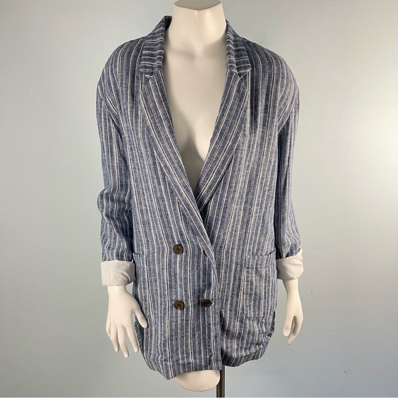 Treasure & Bond Boyfriend Blazer Double Breasted Slouchy Linen Blend M - Picture 1 of 15
